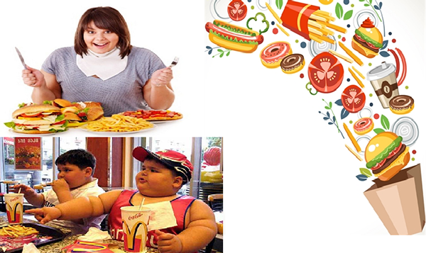 Thức ăn nhanh chứa nhiều Calo gây béo phì.