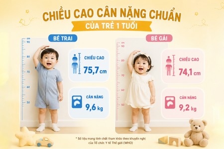 Khám phá chiều cao cân nặng chuẩn của trẻ 1 tuổi Khám phá chiều cao cân nặng chuẩn của trẻ 1 tuổi