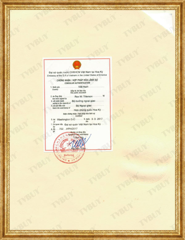 Chứng nhận hợp pháp hóa lãnh sự của Đại Sứ Quán VN