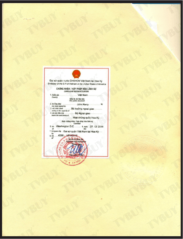 Chứng nhận hợp pháp hóa lãnh sự chứng nhận FDA Hoa Kỳ của NUBEST TALL đã được chứng thực số: 4396/HPH/2016 ký ngày 27/12/201