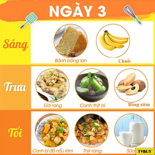 thực đơn tăng chiều cao ngày 3