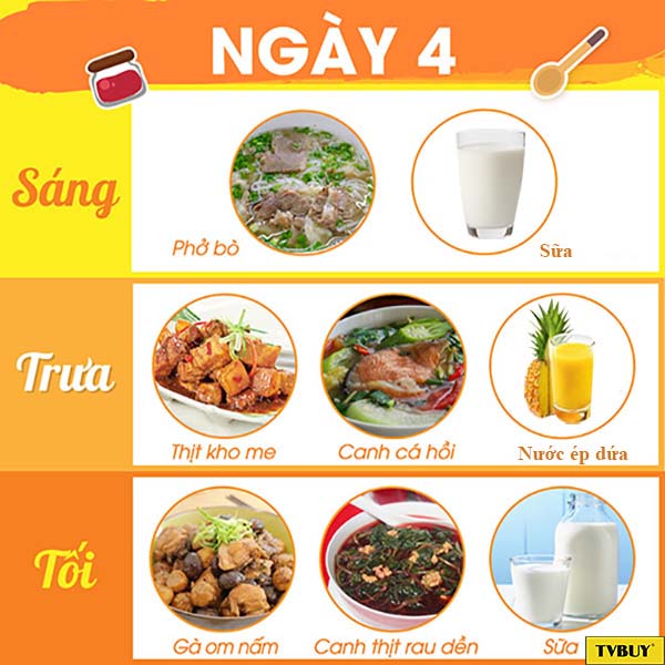 thực đơn tăng chiều cao ngày 4