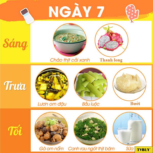 thực đơn tăng chiều cao ngày 7
