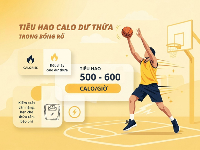 Chơi bóng rổ giúp tiêu hao lượng lớn calo, tối ưu cân nặng.