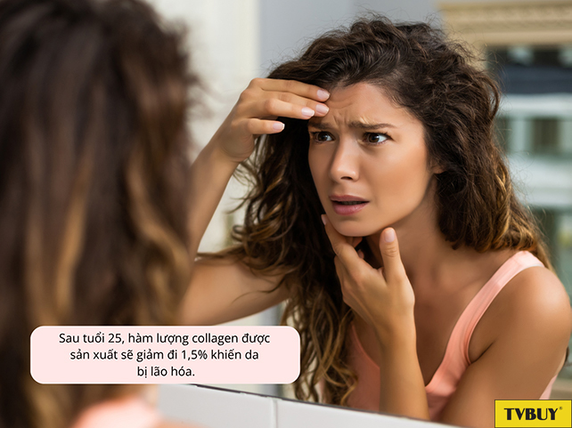 Collagen suy giảm sau tuổi 25 khiến da bị lão hóa