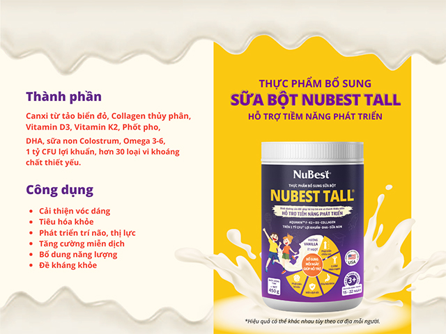  Sữa bột NuBest Tall hỗ trợ phát triển chiều cao mang lại hiệu quả nhanh chóng