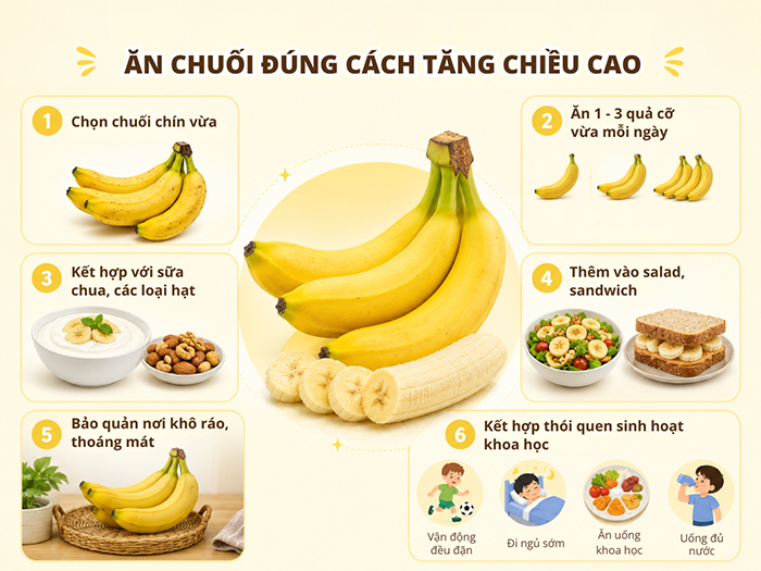 Ăn chuối đúng cách giúp tăng chiều cao.