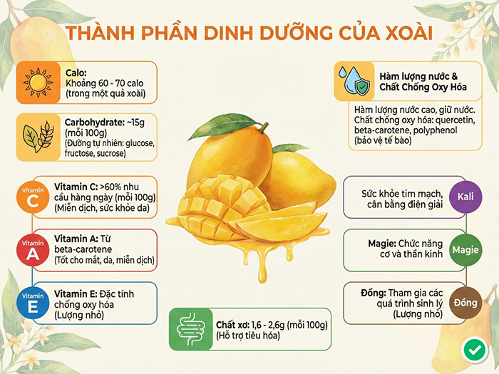 Các thành phần dinh dưỡng của xoài