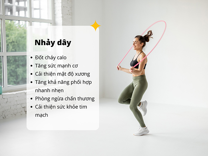 Nhảy dây có thể giúp đốt cháy 100 - 140 calo trong mỗi 10 phút