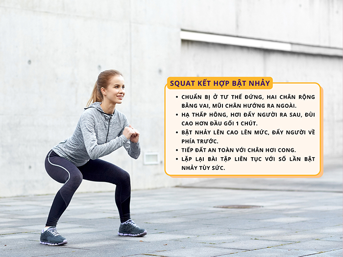Tư thế squat kết hợp bật nhảy cải thiện sức khỏe thân dưới