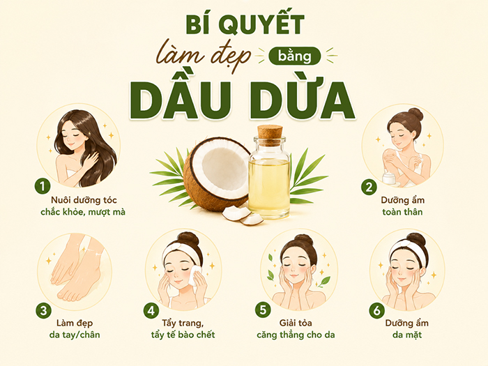 Công dụng làm đẹp điển hình của dầu dừa