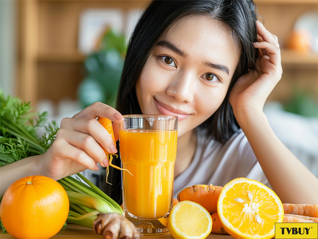 Bạn sẽ nhanh chóng có được một làn da đều màu nhờ hỗn hợp bột nghệ với nước cam ép.