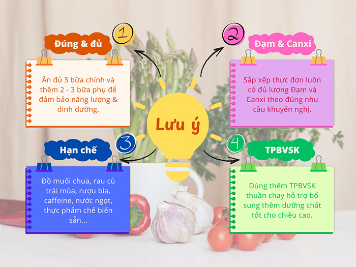 Lưu ý khi ăn chay để tăng chiều cao tốt hơn