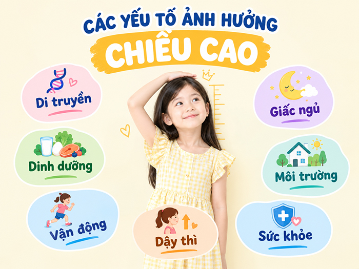 Các yếu tố chính ảnh hưởng chiều cao bé gái.