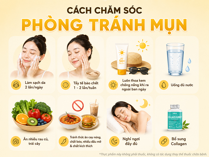 Cách chăm sóc da phòng tránh mụn.