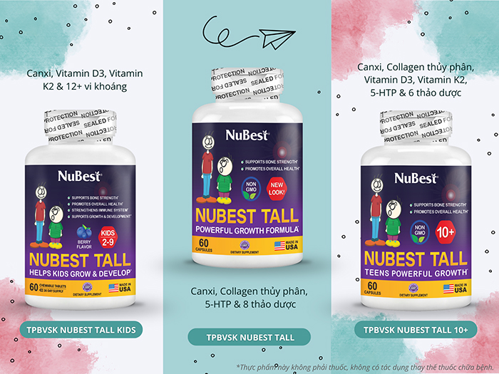 TPBVSK NuBest Tall với 3 loại chuyên biệt từng độ tuổi