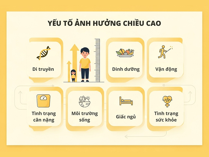 Các yếu tố chính ảnh hưởng đến quá trình tăng chiều cao.