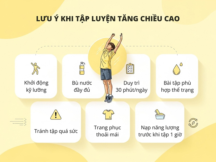 Lưu ý khi tập luyện giúp tăng nhanh chiều cao.