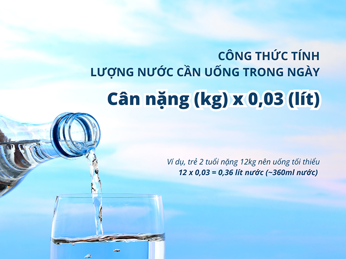 Công thức tính lượng nước cần uống theo cân nặng.