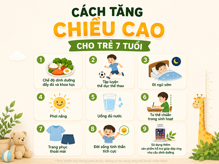 Tổng hợp 9 cách tăng chiều cao cho trẻ 7 tuổi.