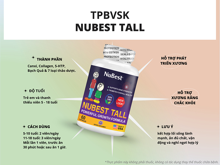 TPBVSK NuBest Tall mang đến các thành phần ấn tượng.