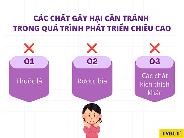 Các chất gây hại cần tránh trong quá trình phát triển chiều cao