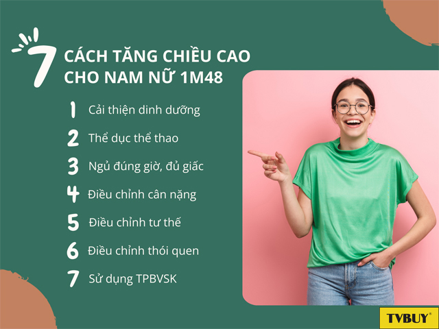 Tổng hợp các phương pháp giúp tăng chiều cao cho nam nữ 1m48