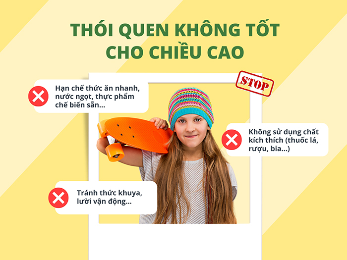 Hạn chế tối đa các thói quen không tốt cho phát triển chiều cao