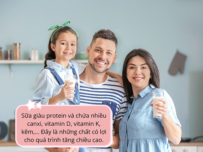 Uống sữa cung cấp các dưỡng chất để cơ thể phát triển khỏe mạnh