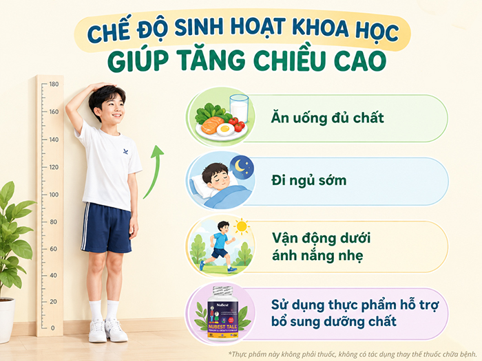 Chế độ sinh hoạt khoa học giúp trẻ tăng chiều cao.