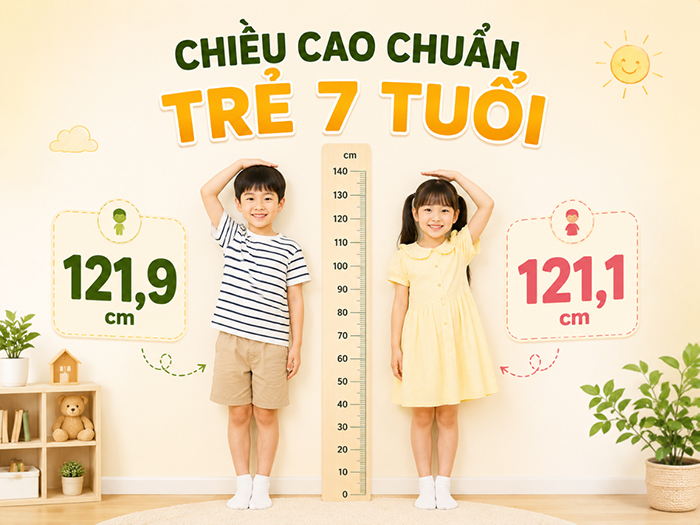 Chiều cao chuẩn của trẻ 7 tuổi.
