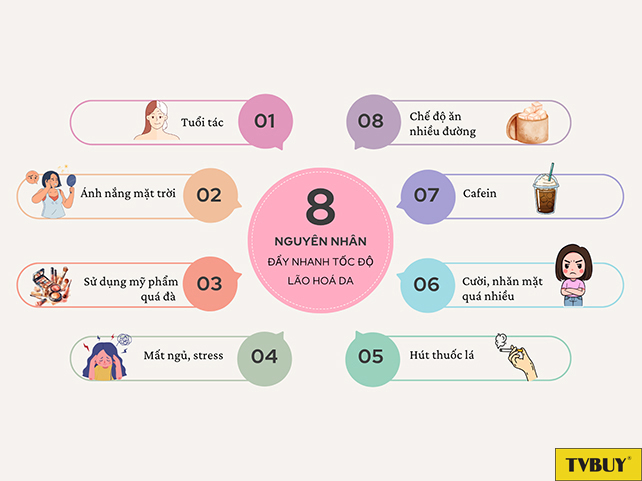 Các nguyên nhân thúc đẩy nhanh chóng quá trình lão hoá da 