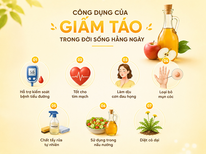 Công dụng của giấm táo trong đời sống hằng ngày.