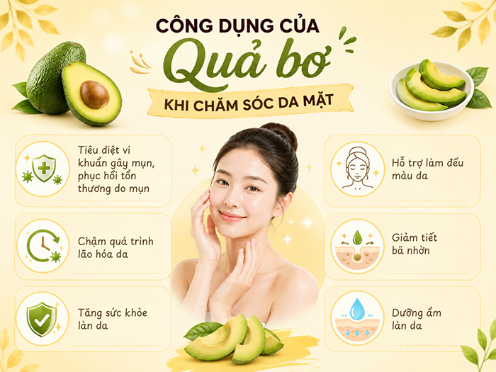 Công dụng của bơ khi dùng để chăm sóc da.