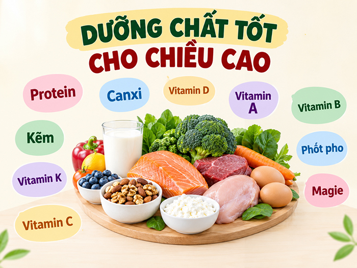 Thực đơn hằng ngày cần đáp ứng đủ dưỡng chất nếu muốn tăng chiều cao.