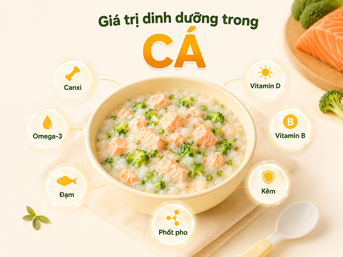 Giá trị dinh dưỡng trong cá giúp con tăng chiều cao.