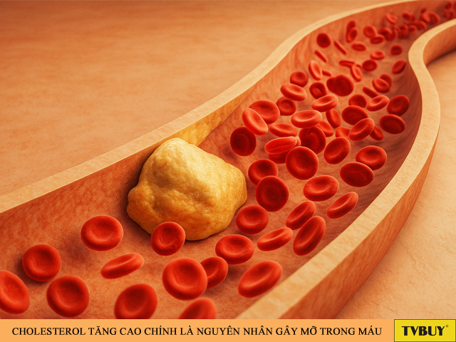Hàm lượng cholesterol tăng cao chính là nguyên nhân gây ra tình trạng mỡ máu.
