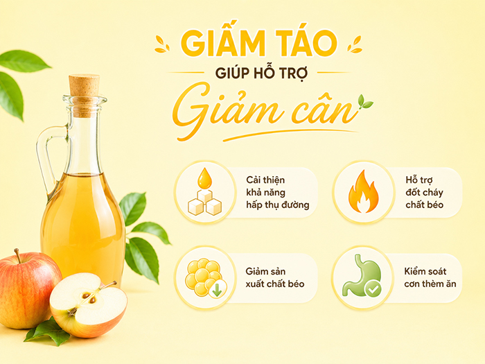 Hỗ trợ giảm cân là lợi ích làm đẹp nổi bật của giấm táo.
