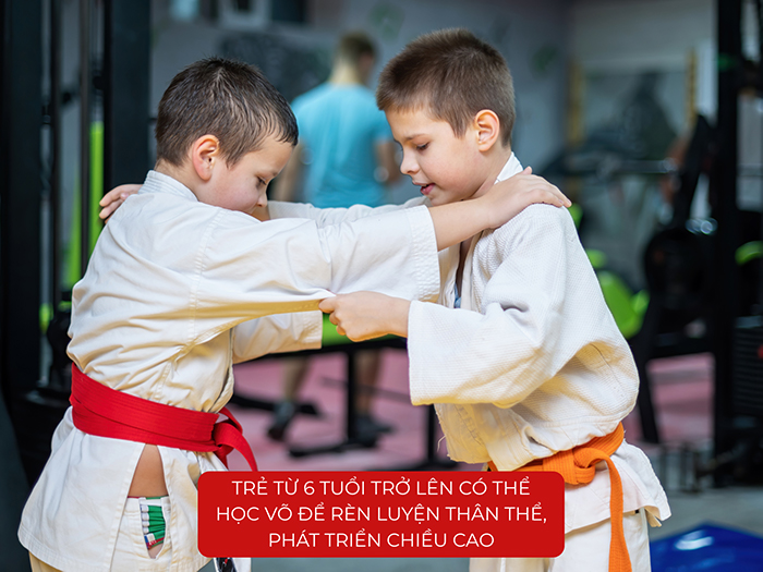 Trẻ từ 6 tuổi trở lên có thể học võ để rèn luyện thân thể, phát triển chiều cao