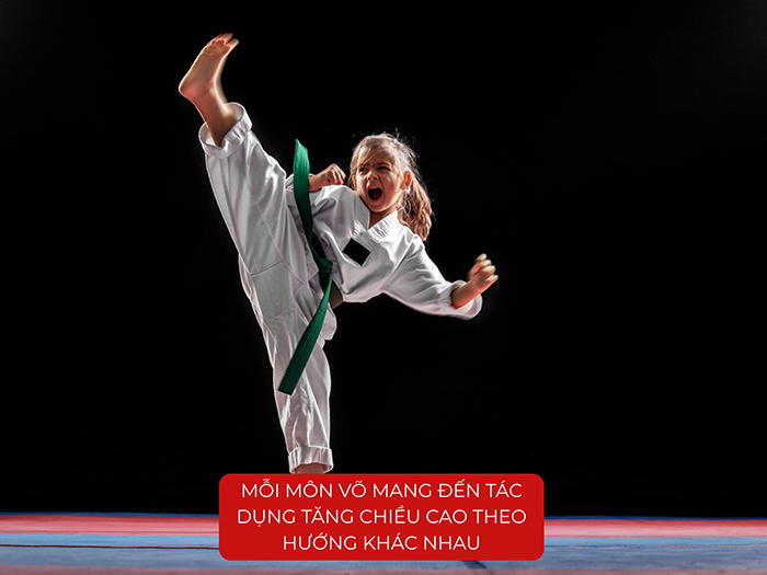 Mỗi môn võ mang đến tác dụng tăng chiều cao theo hướng khác nhau