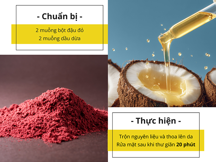 Cách trị mụn bằng bột đậu đỏ và dầu dừa