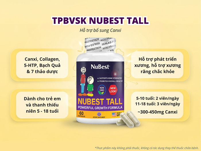 TPBVSK NuBest Tall là một lựa chọn lý tưởng để trẻ được hỗ trợ bổ sung Canxi.