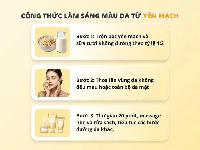 Công thức làm sáng màu da từ yến mạch.