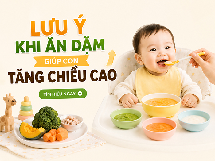 Tuân thủ các lưu ý khi ăn dặm giúp bé tăng chiều cao thuận lợi.