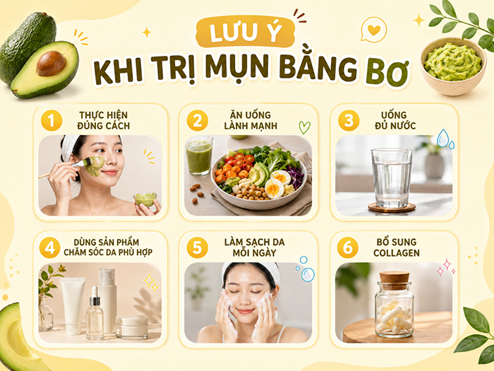 Lưu ý khi trị mụn bằng bơ.