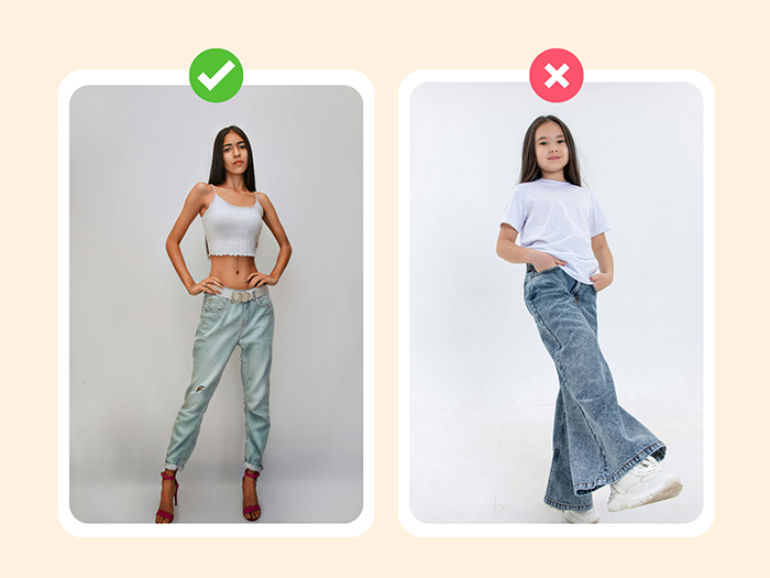 Chọn quần ống đứng hoặc skinny thay vì quần ống rộng