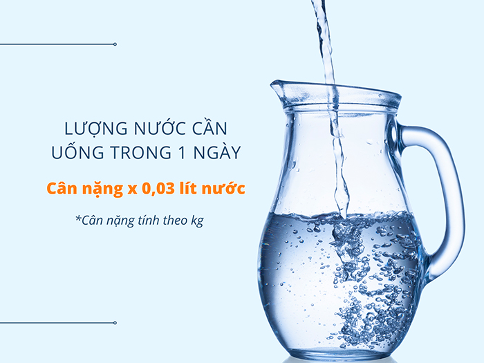 Công thức phổ biến tính lượng nước cần nạp theo cân nặng