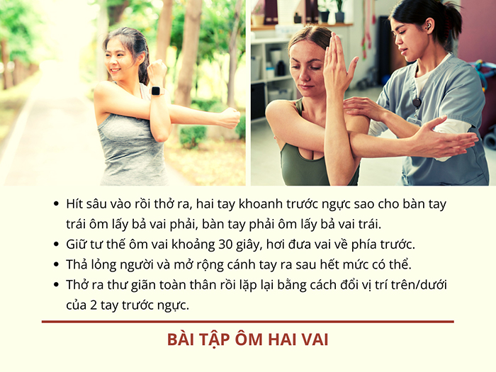 Các bước tập ôm hai vai trước giờ ngủ.