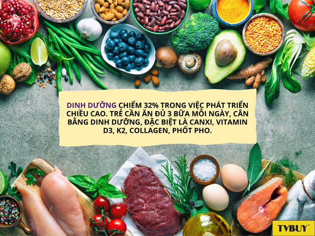 Bổ sung dinh dưỡng đầy đủ giúp tăng chiều cao hiệu quả