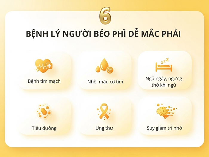 Người mắc bệnh béo phì dễ kéo theo các bệnh này.